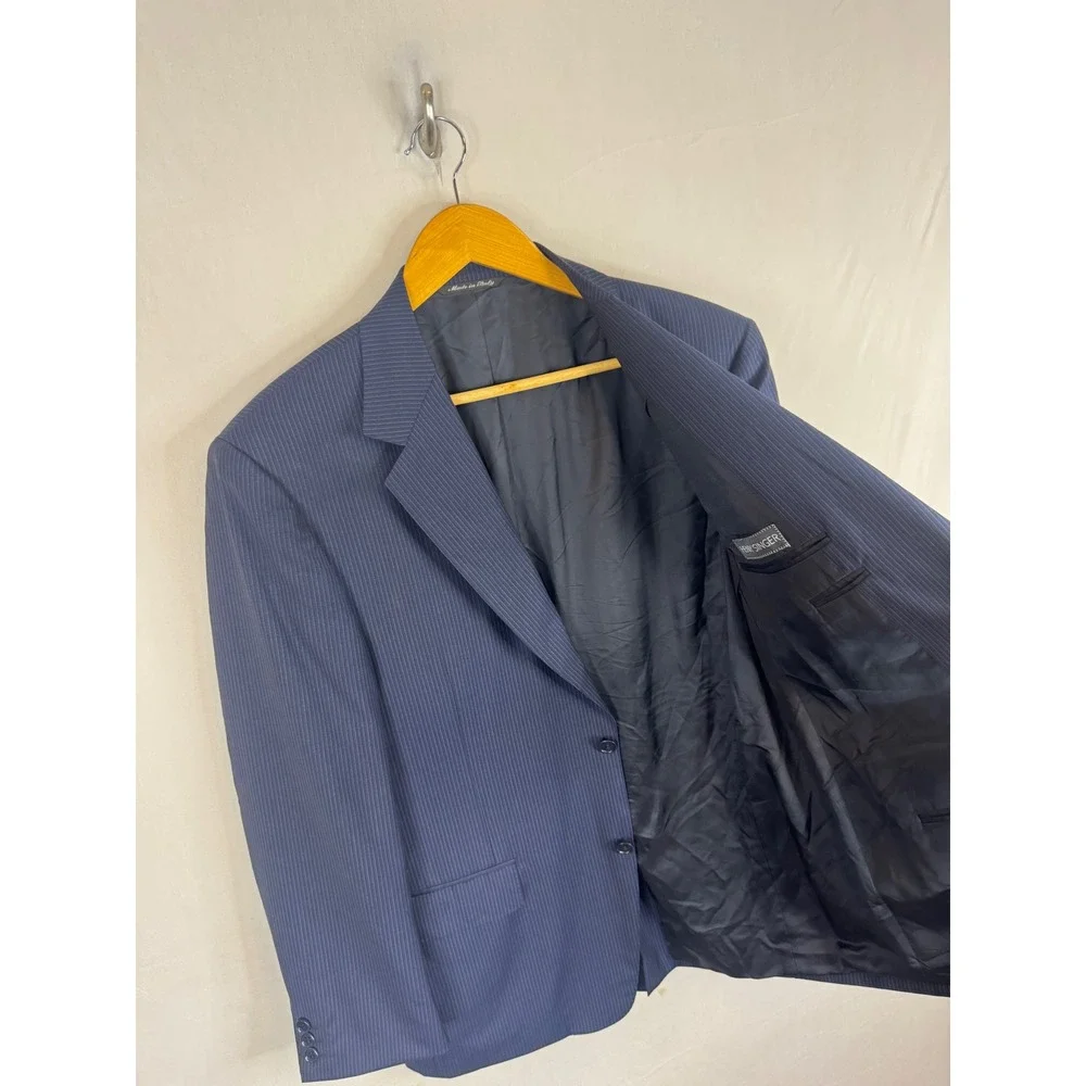 Canali Mens Navy Blue Pinstripe Pure Wool Blazer Jacket Made in Italy Men 42